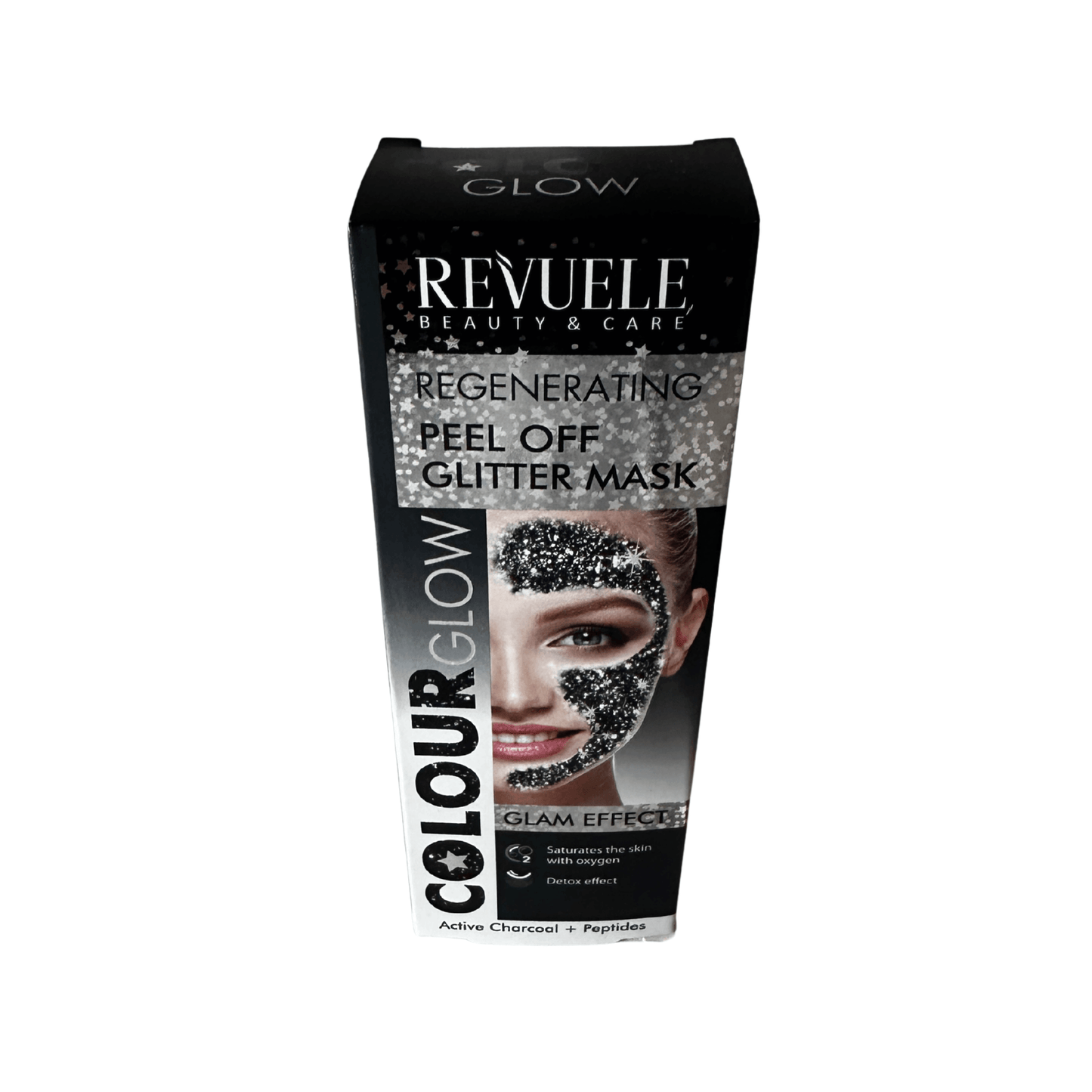 Glitter mask Peel Off Regenererande svart 80 ml med aktivt kol och peptider.