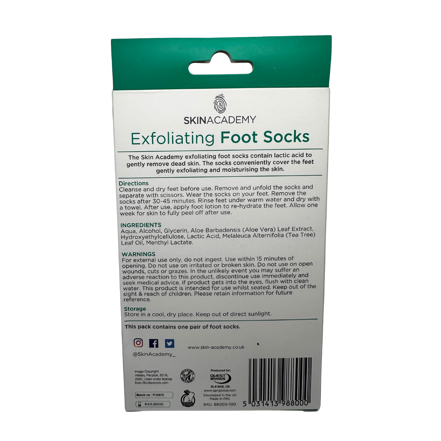 Exfolierande strumpor med Aloe vera och teträd 1 par som återfuktar, mjukar upp och avlägsnar torr hud. Enkel hemmabehandling för mjuka fötter.