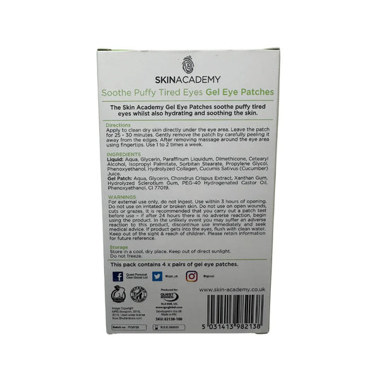 Soothe Puffy Eyes förpackning med instruktioner och ingredienser