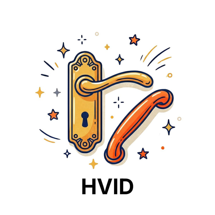 HVID dörrhandtag till outletpris hos Fyndmaxa — danska designhandtag i mässing och krom fynd