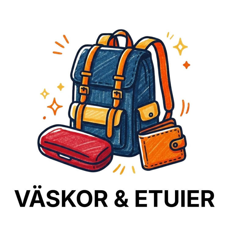 Väskor och etuier till outletpris hos Fyndmaxa — necessärer och mobilskal i veganskt läder fynd