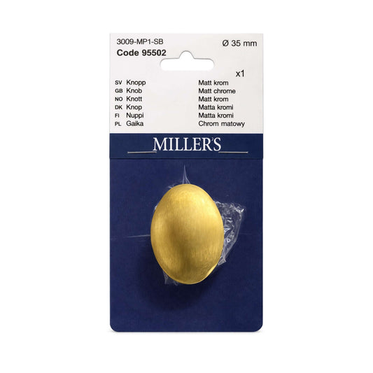Knopp Matt krom Metall (Ø35 mm) 3st