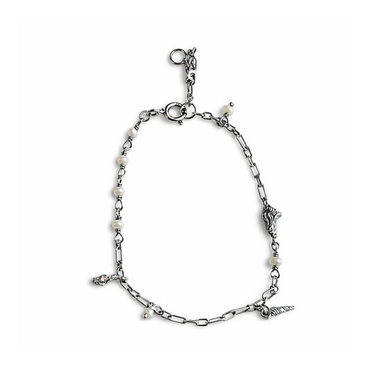 Armband med snäcka och pärlor från Maanesten – 925 silver