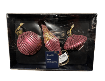 Julgransdekorationer i glas 3-pack rose