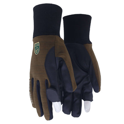 Marksman Precision handskar i brunt och svart med logotyp