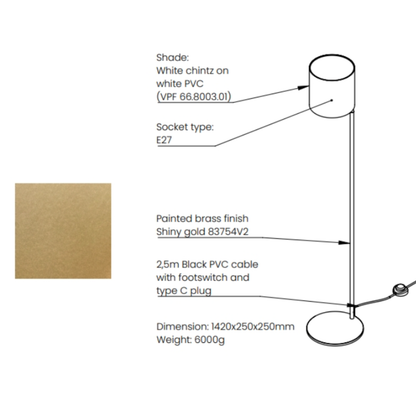 Frandsen FM golvlampa i mässing – vy 4