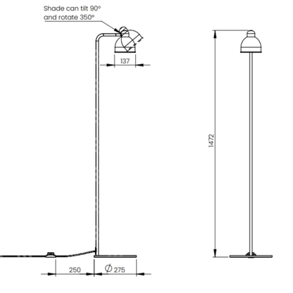 Frandsen Industry golvlampa i svart med gulddetaljer – vy 4
