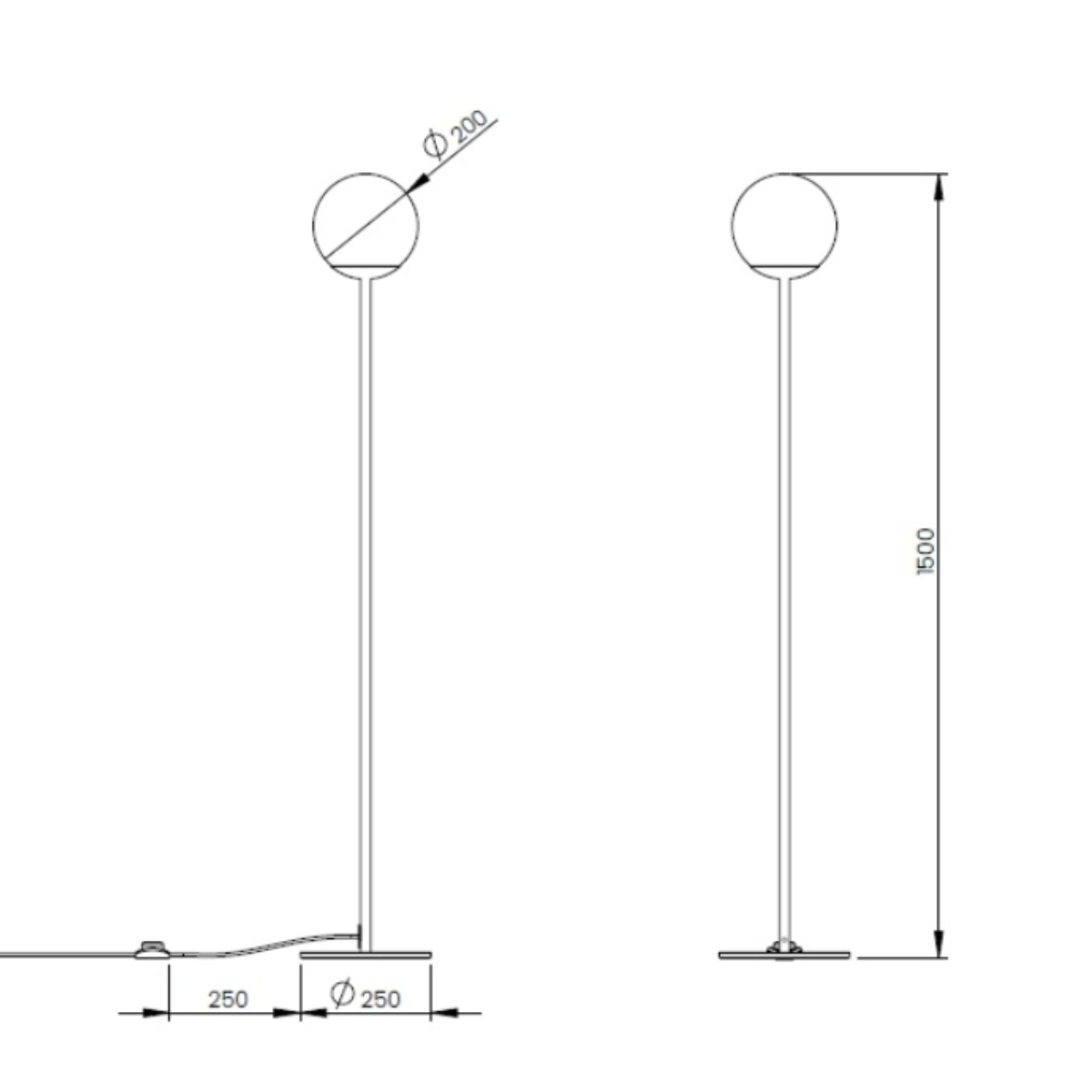Frandsen Globe golvlampa i opalglas – vy 4