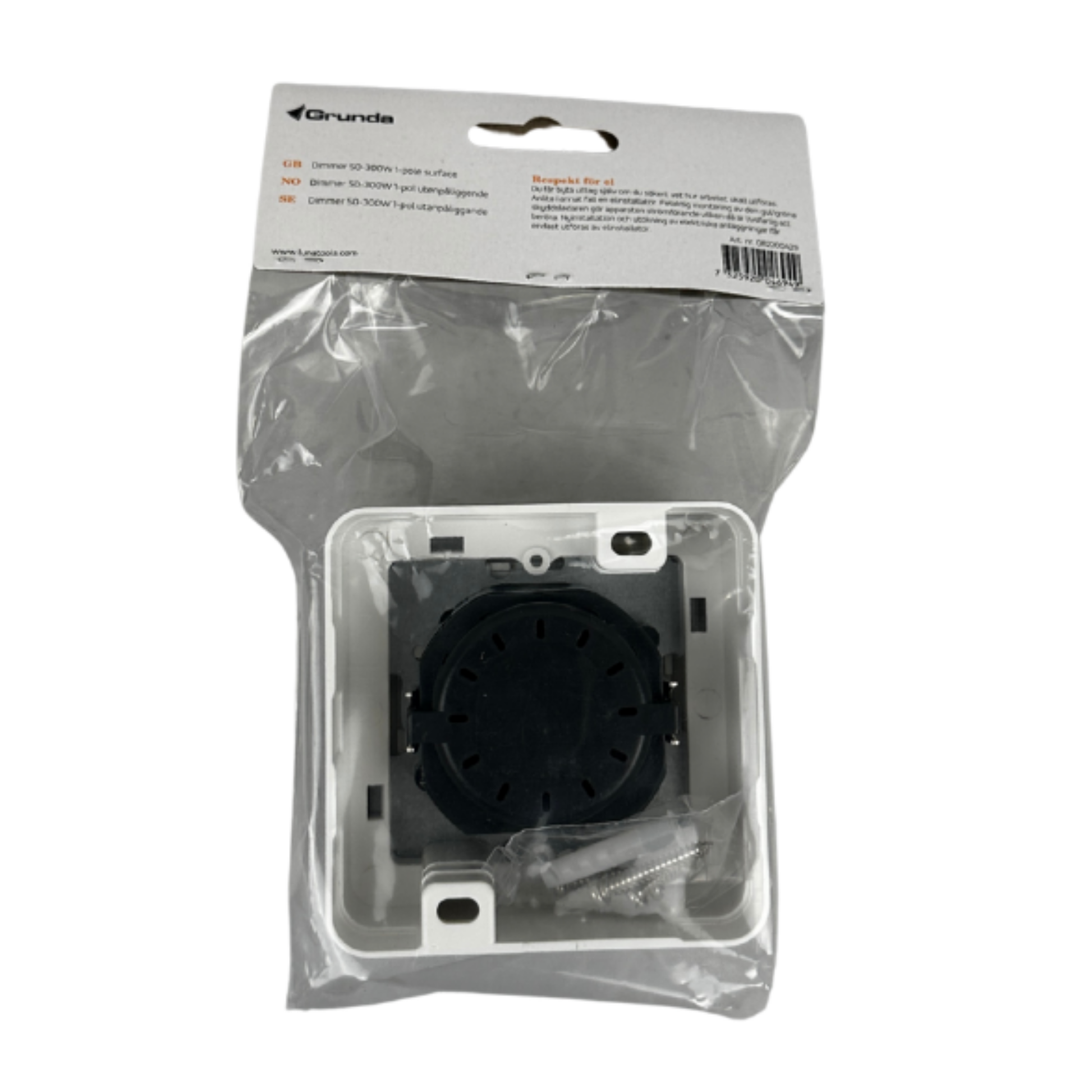 Dimmer 1 pol utanpåliggande 50–300 W från Grunda