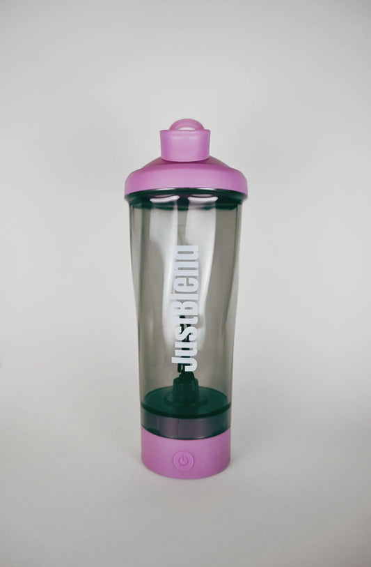 Elektrisk proteinshaker 600 ml i rosa, framifrån