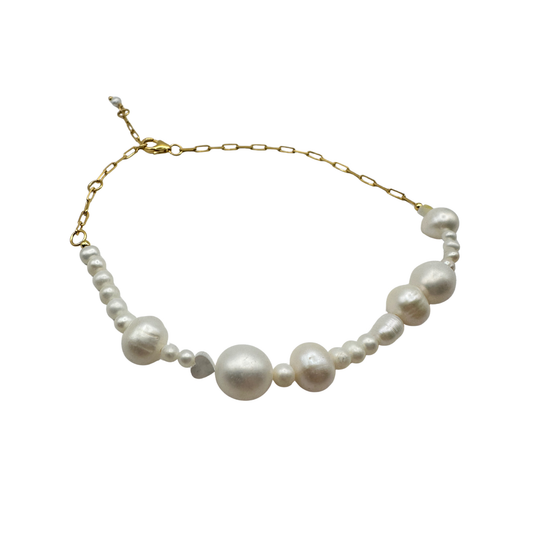 Fotlänk i 925 Sterling Silver med mixade färskvattenspärlor