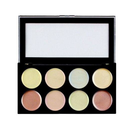 Revolution Ultra Strobe Balm-palett med 8 krämiga highlighternyanser för allt från naturlig till intensiv lyster.