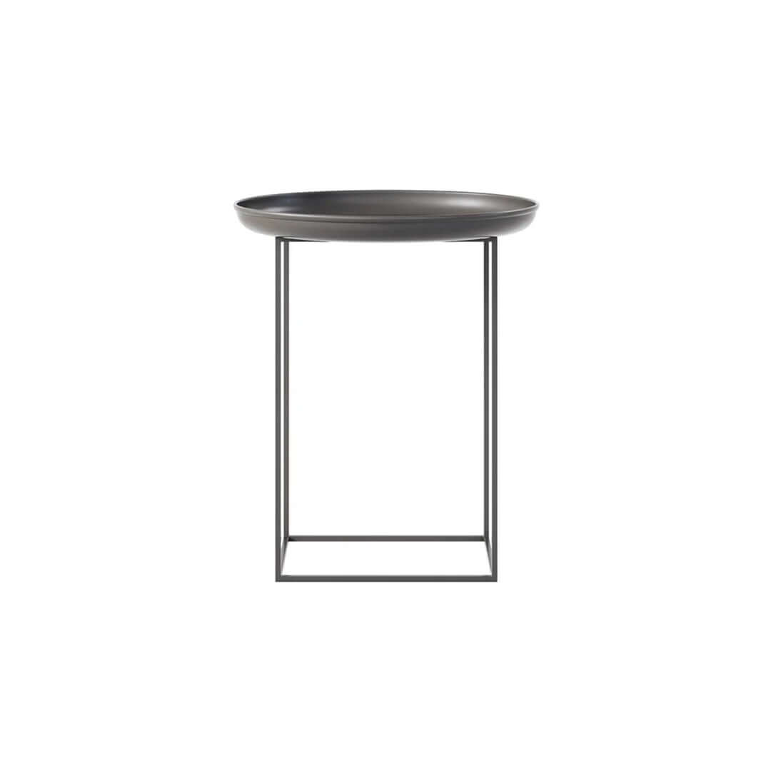 Runt sidobord Duke Ø45 cm, Earth Black, hela bordet mot vit bakgrund