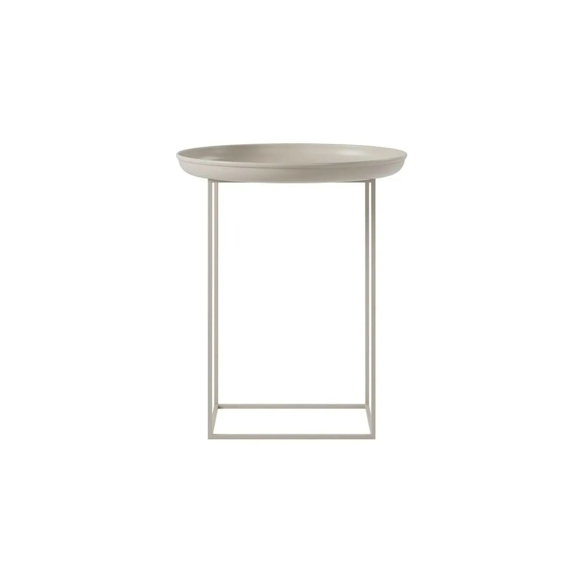 Beige sidobord Duke Ø45 cm, Stone, hela bordet mot vit bakgrund