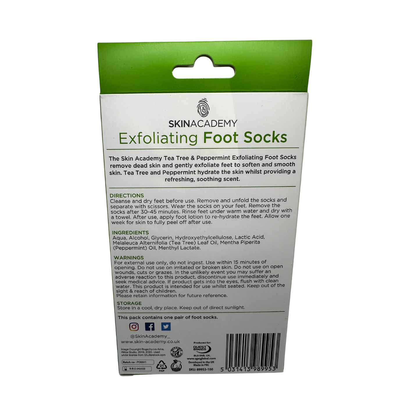 Peelingstrumpor teträd & pepparmynta 1 par tar bort förhårdnader och död hud