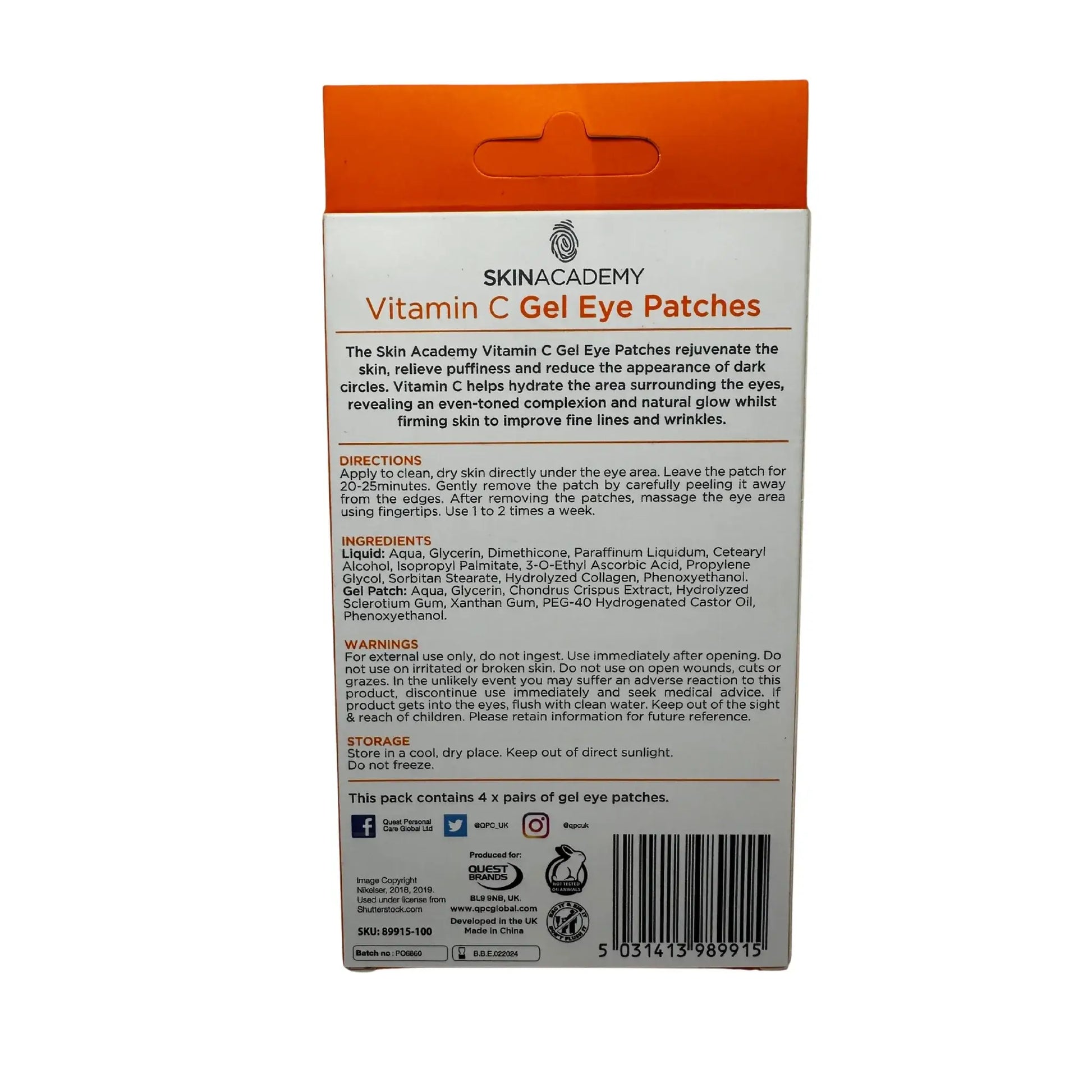Vitamin C Gel Eye Patches i originalförpackning från Skin Academy