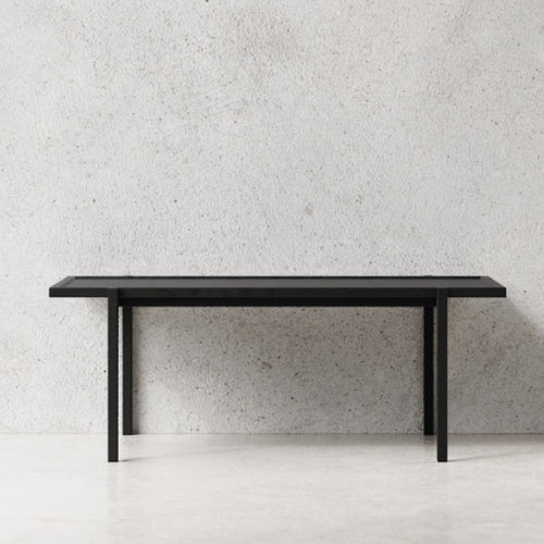 Soffbord Massivt ek och Stål Svart 