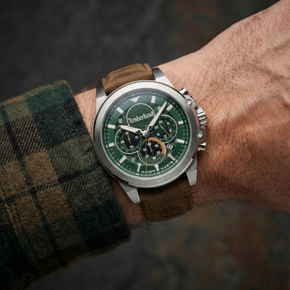 Fast Strike Kronograf med grön urtavla och brunt läderarmband