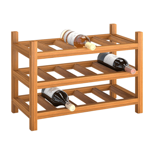 INTERBUILD Vinstall 15 Flaskor Golden Teak gyllene teak stapelbart FSC-tra