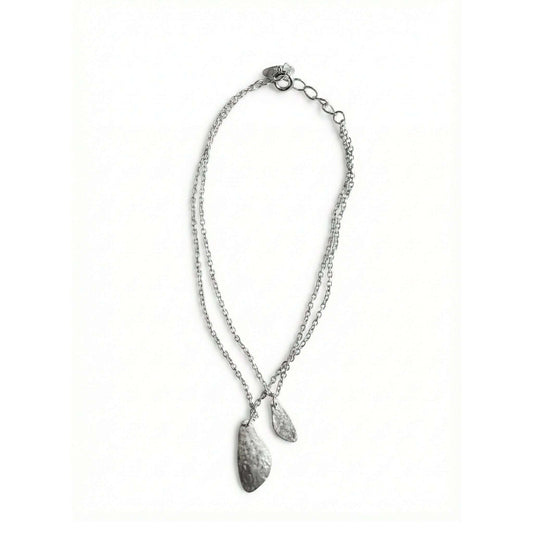 Maanesten Armband med dubbla kedjor 925 sterlingsilver hamrade berlocker