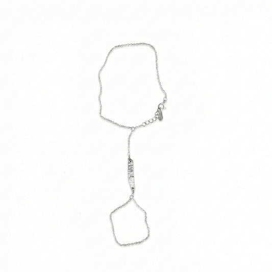 Maanesten Armband med ring 925 sterlingsilver hamrad detalj forlangningskedja