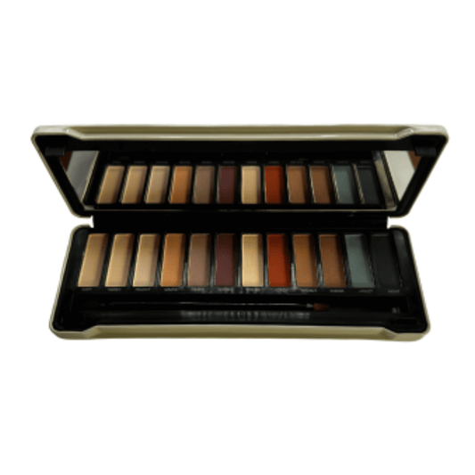 Magic Studio Natural Matte Ogonskugga Palett oppen med spegel och borste