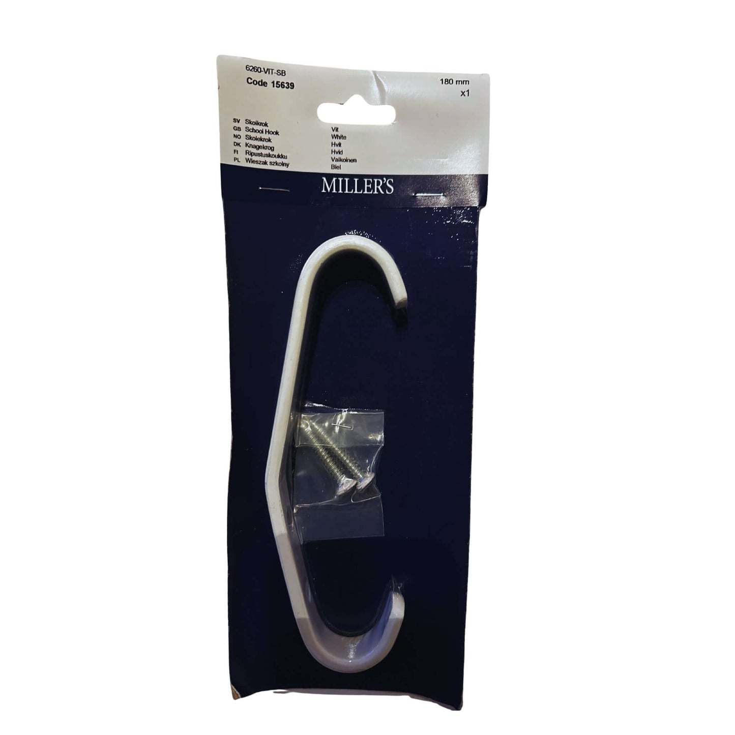 Miller's Skolkrok 6260 180mm 3st vit, hall groventre forrad