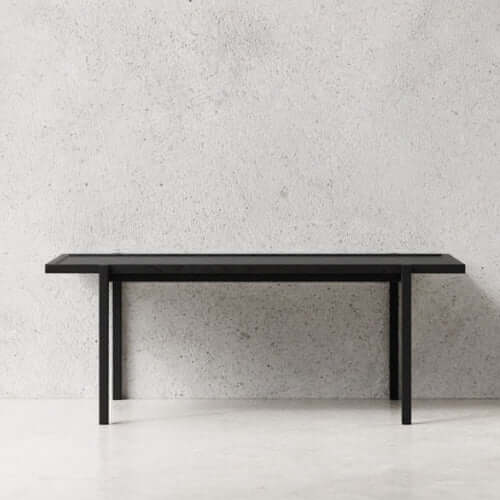 Nichba Soffbord massivt ek och svart stal, sida detalj