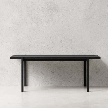 Nichba Soffbord massivt ek och svart stal, sida detalj