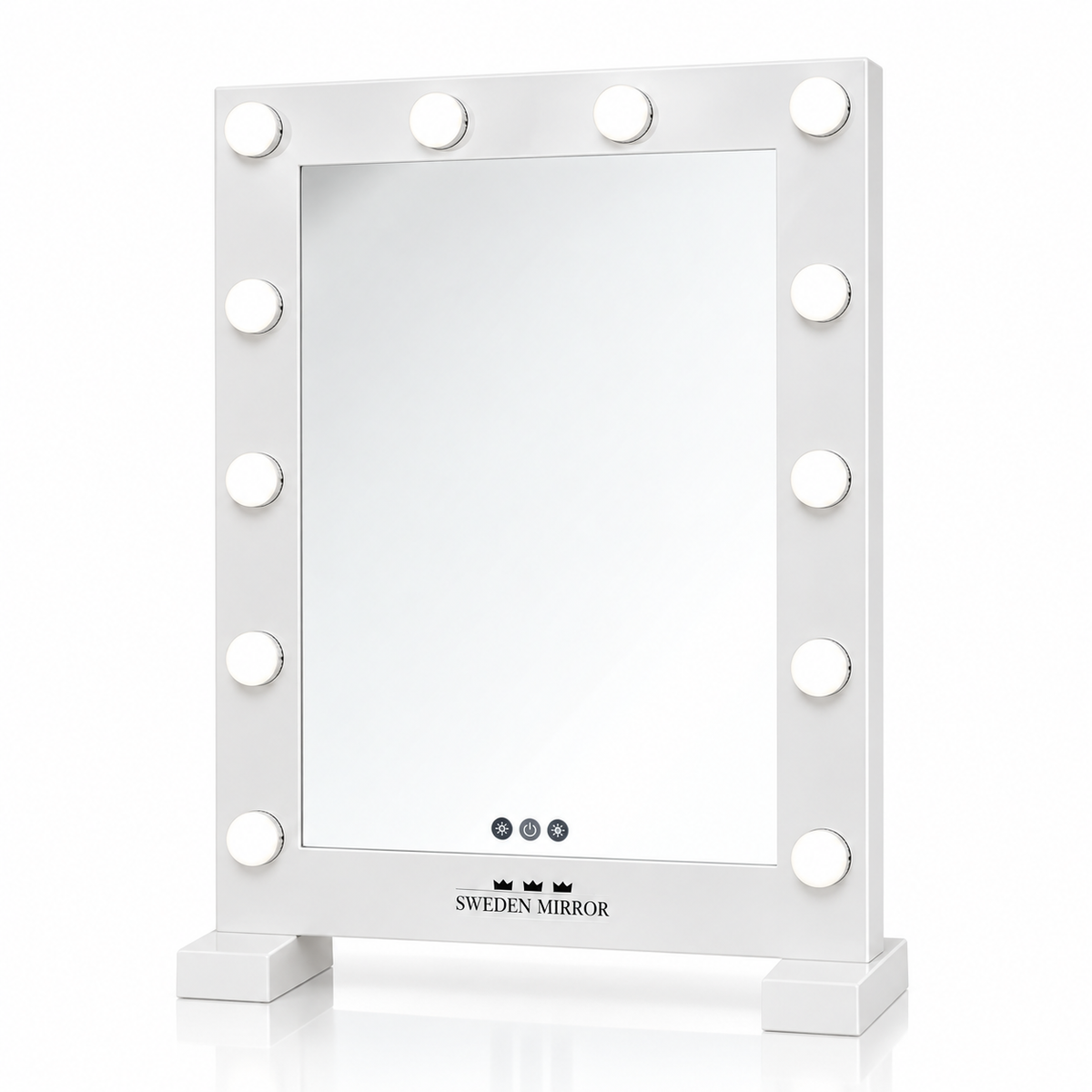 Sminkspegel Bluetooth Hollywood Los Angeles 80x60 cm, vit ram mot vit bakgrund