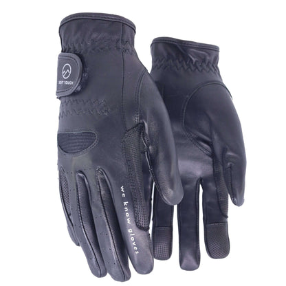 Soft Touch Ridhandske Stallion Svart far notskinn logotyp ergonomisk