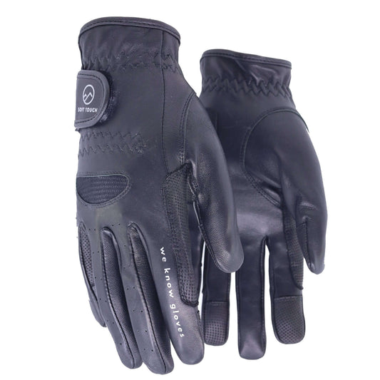 Soft Touch Ridhandske Stallion Svart far notskinn logotyp ergonomisk