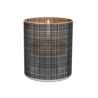 Tenderflame Ljuslykta Lilly Dark grey 10cm svart rutmonster glas 7h