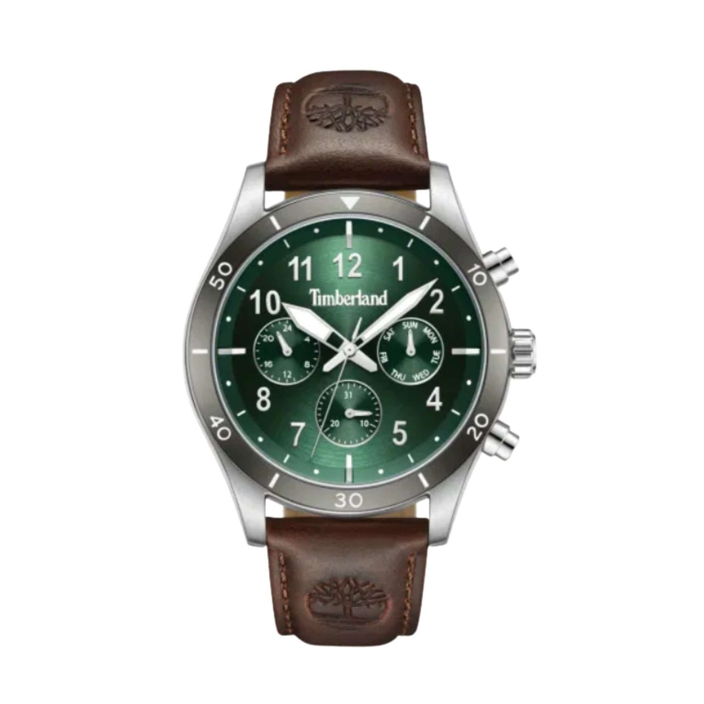 Timberland ASHMONT Multifunktion 44x54mm morkgron urtavla brun laderrem