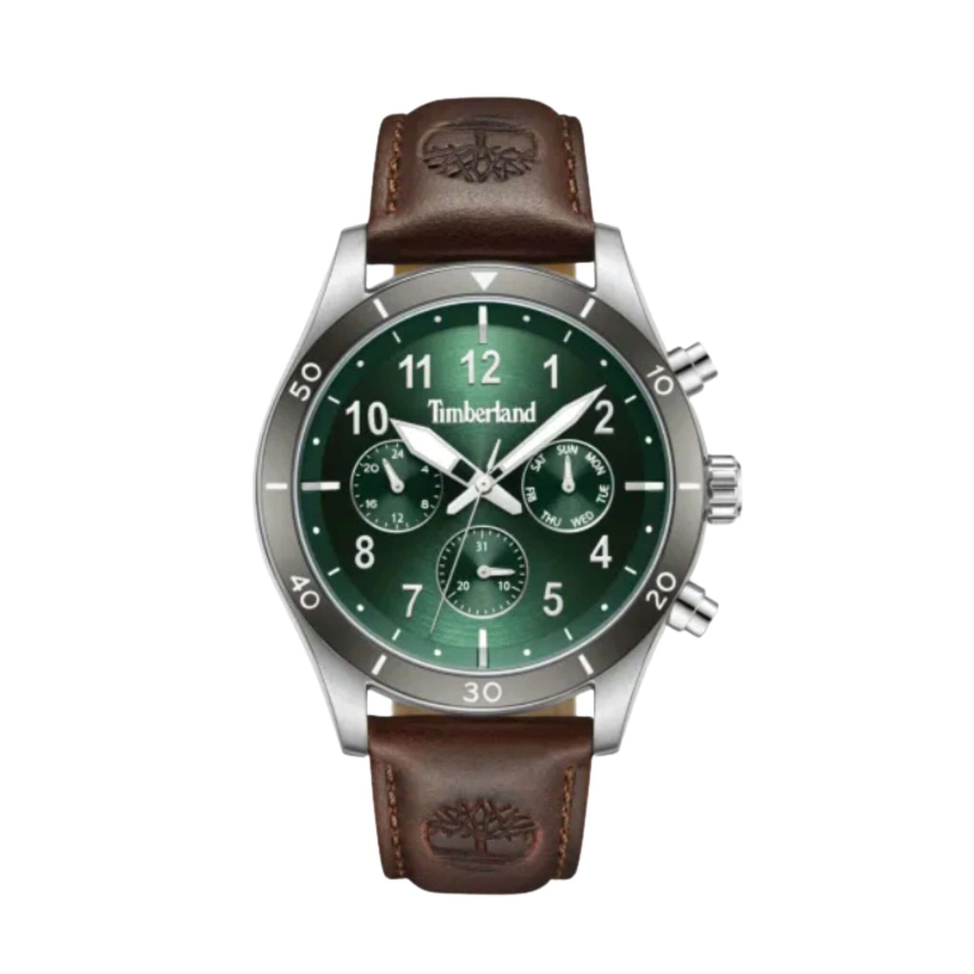 Timberland ASHMONT Multifunktion 44x54mm morkgron urtavla brun laderrem