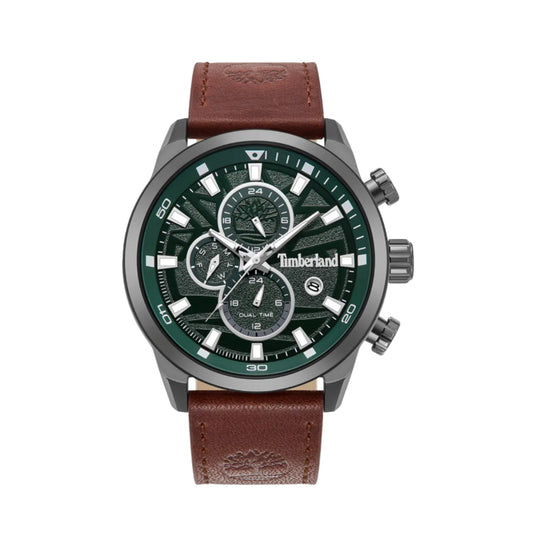 Timberland Henniker II Multifunktion 46mm gron urtavla brun laderrem 5ATM