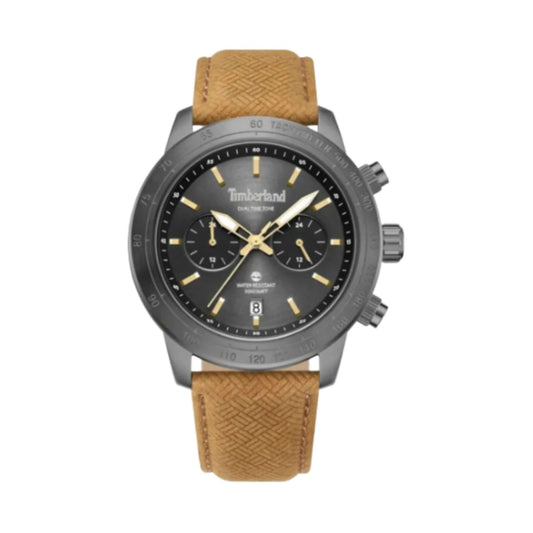 Timberland Raynham dual-timer Quartz 44mm brun laderrem 5 bar