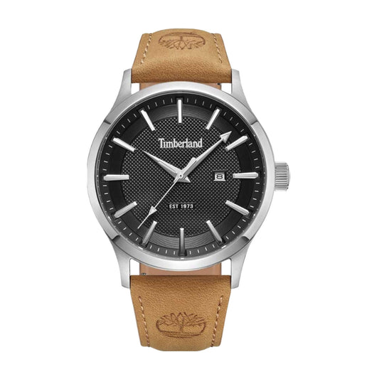 Timberland Trumbull herrklocka 45mm svart urtavla brun lader 5ATM